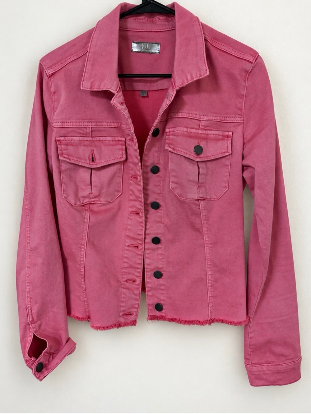 Kut from the Kloth Pink Denim Jacket with Button Front